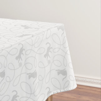 Nappe Chat joueur et motif de pelote de laine Gris Clair