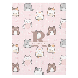 Nappe Chat Kawaii en Arrière - plan rose
