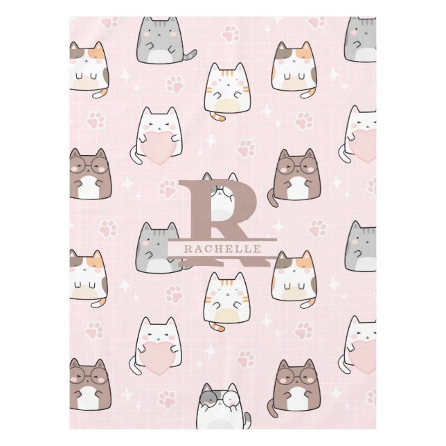 Nappe Chat Kawaii en Arrière - plan rose (Devant)