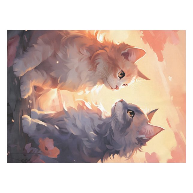 Nappe Chat Love Romance Aquarelle Whispers (Devant (Horizontal))