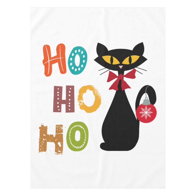 Nappe Chat noir avec design de texte Ho Ho Ho (Devant)
