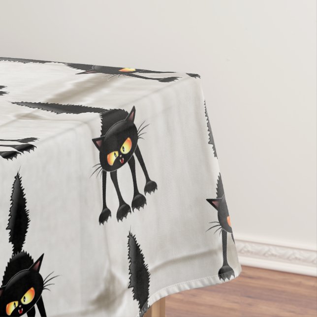Nappe Chat noir de dessin animé drôle et féroce  (In Situ)