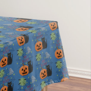 Nappe Chat noir et citrouille, Halloween sans peur