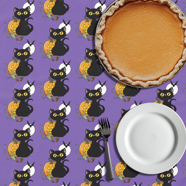 Nappe Chat noir mignon violet Halloween Citrouille (Créateur téléchargé)