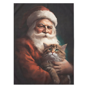 Nappe Chat Persan avec le Père Noël Fête de Noël
