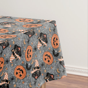 Nappe Chats d'Halloween vintages et Motifs Citrouille