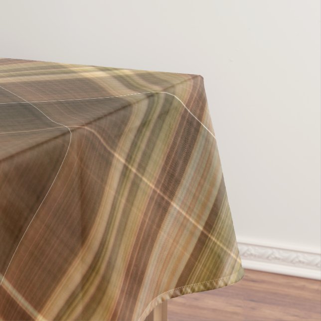 Nappe Chêne Rustique Brun et Carreaux Olive (In Situ)