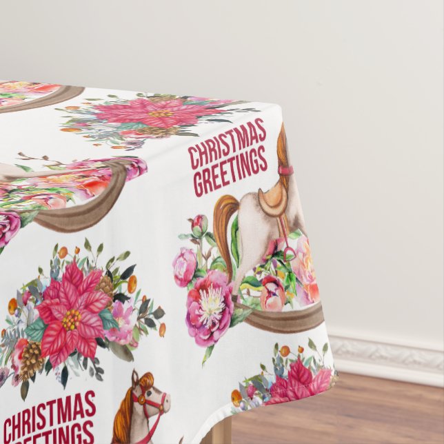 Nappe Cheval rocheux victorien et Poinsettia Noël (In Situ)