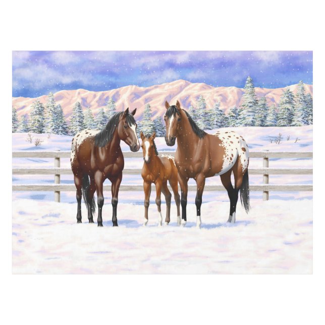 Nappe Chevaux Appaloosa De Baie Brown En Neige (Devant (Horizontal))