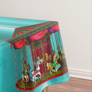 Nappe Chevaux de carrousel en bleu