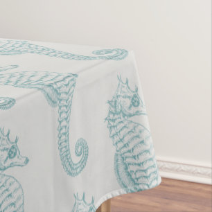 Nappe Chevaux de mer tropicaux, Motif hippocampe - gris