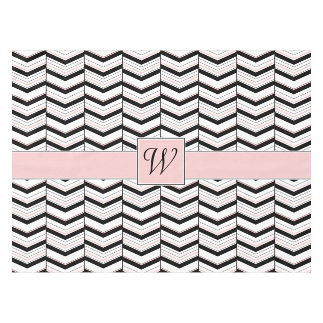 Nappe Chevron Noir Blanc et Bleu (Devant (Horizontal))