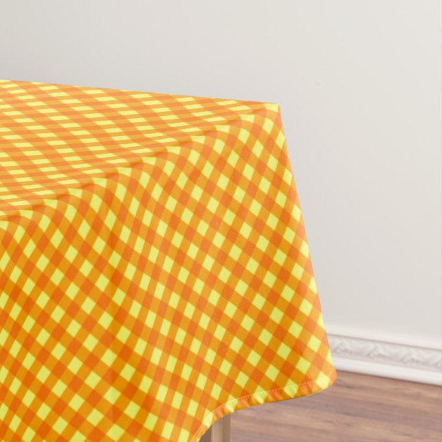Nappe CHEX TABLECLOTH EN COTON JAUNE 3 ORANGES 60x104po (In Situ)