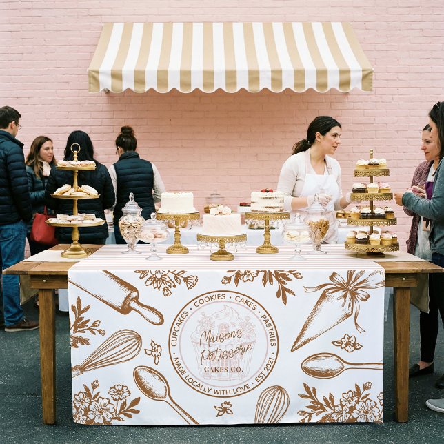 Nappe Chic Baking Utensils Bakery Logo Market Booth Sign (Chic Baking Utensils Bakery Logo Market Booth Sign Tablecloth)