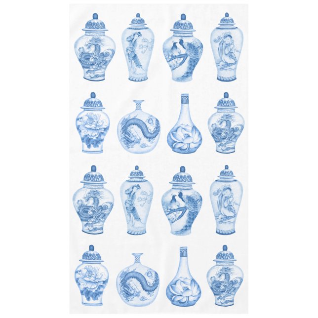 Nappe Chic Bleu Blanc Chinoiserie Porcelain Ginger Jars (Devant)