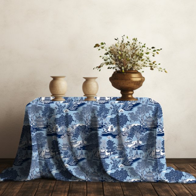 Nappe Chic Bleu blanc saule chinoiserie cottage (Créateur téléchargé)
