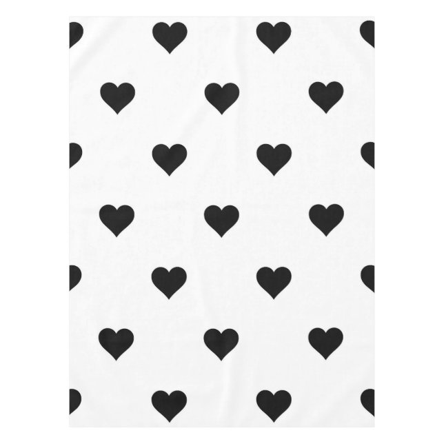 Nappe Chic Coeur Noir et Blanc Romantique Table Paramètr (Devant)