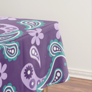 Nappe Chic démodé motif paisley violet et bleu