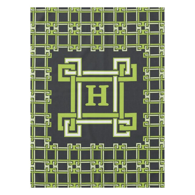 Nappe Chic Néo Citron Vert Noir Monogramme (Devant)