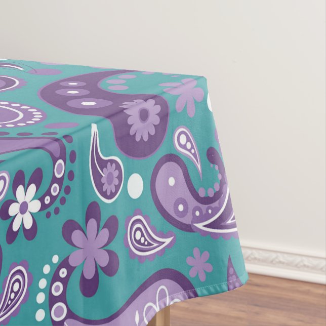 Nappe Chic Shabby Violet et bleu Motif Paisley (In Situ)