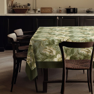 Nappe Chic vintage vert pastel doux et fleurs d'ivoire