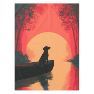 Nappe Chien noir minimaliste du coucher du soleil