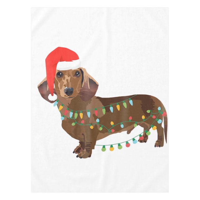 Nappe Chien père Noël Dachshund Tangé Dans La Lumière De (Devant)