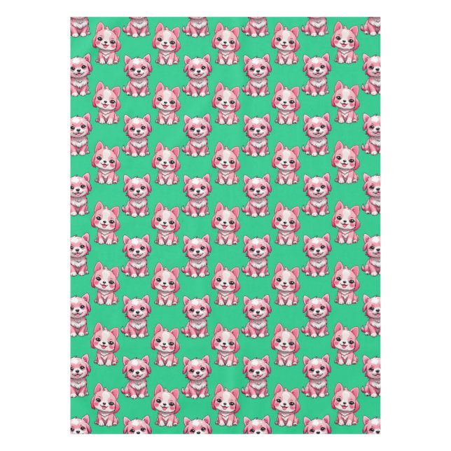Nappe Chien rose Motif design - Vert (Devant)