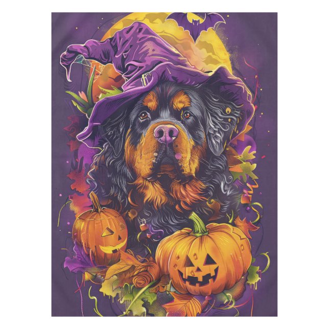Nappe Chien tibétain mastiff effrayant Halloween Sorcièr (Devant)