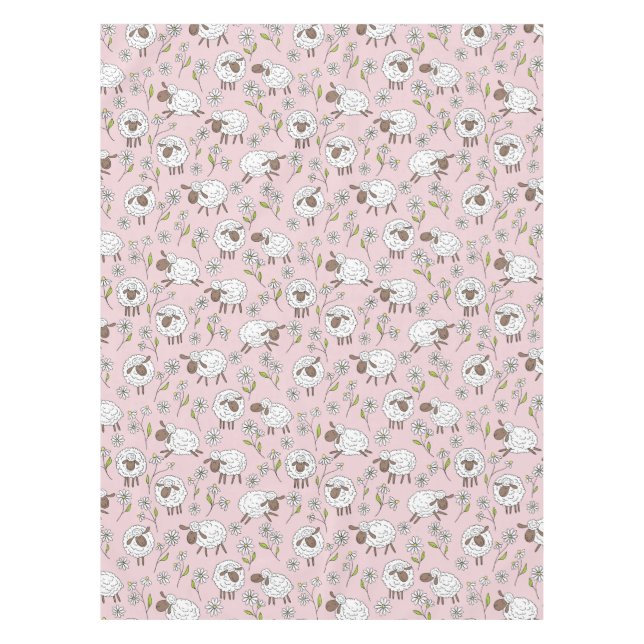 Nappe Chiens de comptage sur coton bonbon rose (Devant)