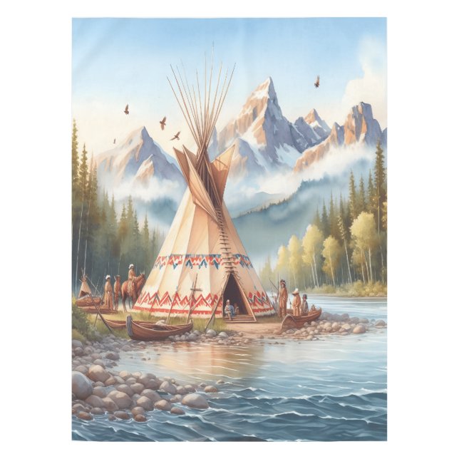 Nappe Chiffre traditionnel indien Teepee Nature Scène Di (Devant)