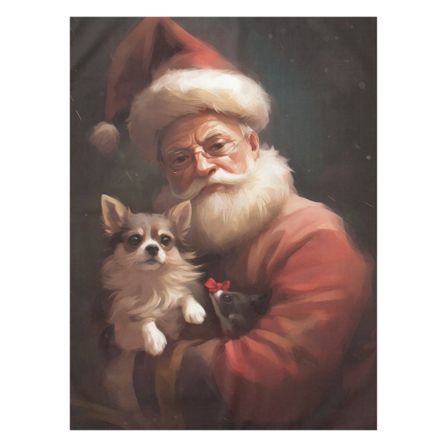Nappe Chihuahua avec Noël Festif du Père Noël (Devant)