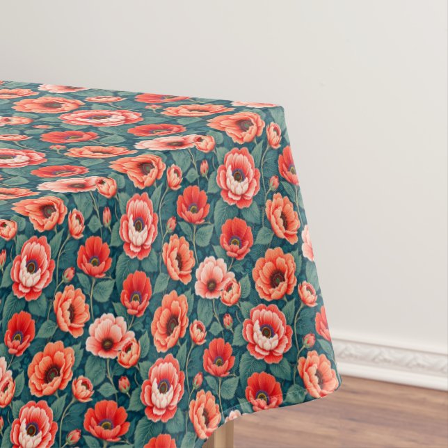 Nappe Chinoiserie corallienne et rose (In Situ)