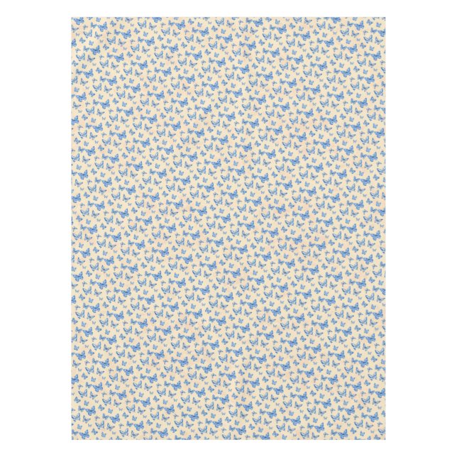Nappe Chinoiserie Rétro Papillons bleus Blush Ivor (Devant)