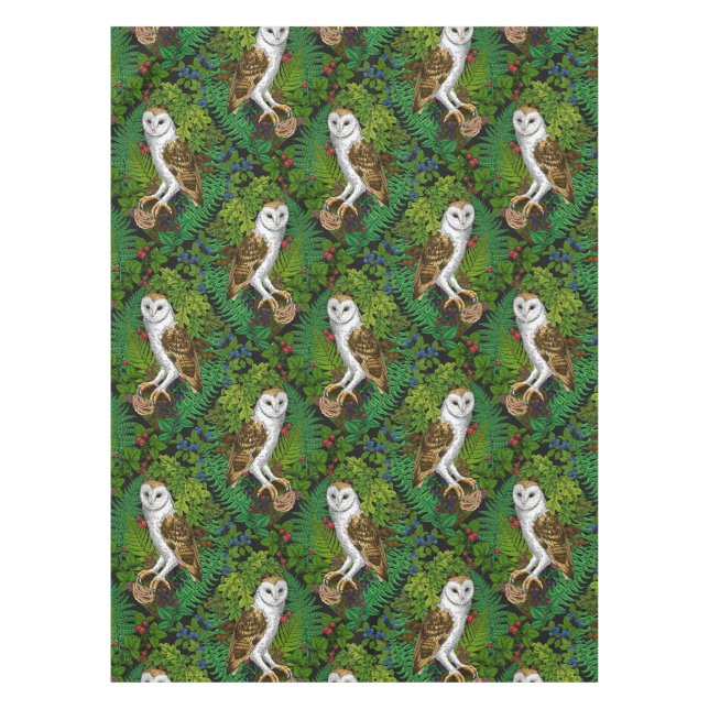 Nappe Chouettes, fougères, chênes et baies (Devant)