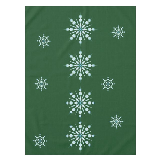 Nappe Christmas Green Tablecloth with Snowflake Pattern (Devant)
