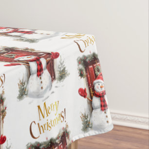 Nappe Christmas Snowman Gold Joyeux Noël Texte