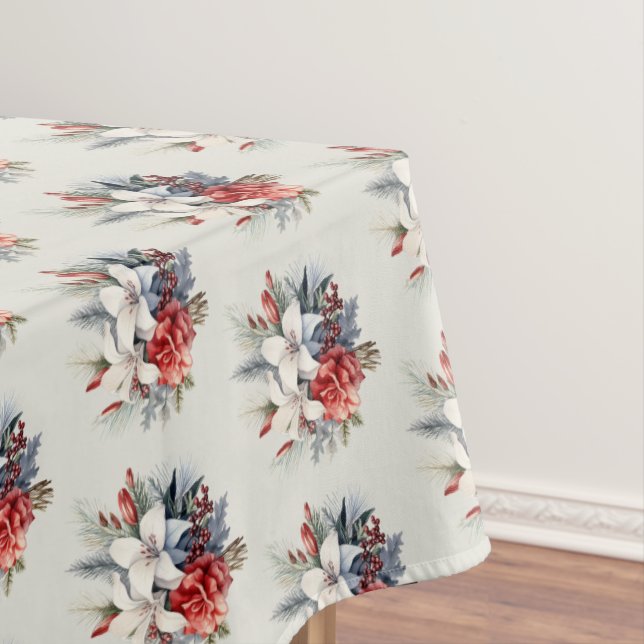 Nappe Christmas White Red Flowers Holidays Elegant (In Situ)