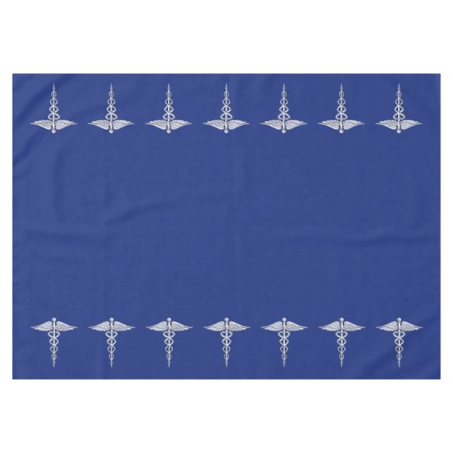 Nappe Chrome Comme Caduceus Symbole Médicale sur Marine  (Devant (Horizontal))