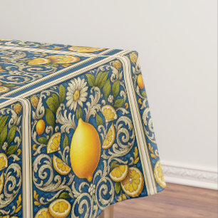 Nappe Citron Amalfi Bleu Méditerranée Art Nouveau