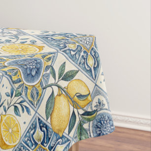 Nappe Citron Aquarelle Bleu