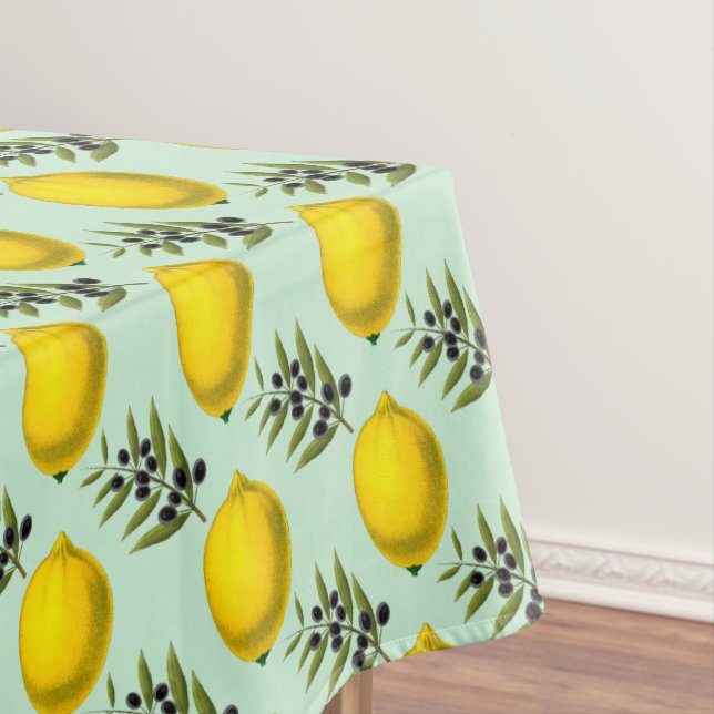 Nappe Citron et olives Rustique Moderne Motif Vintage (In Situ)