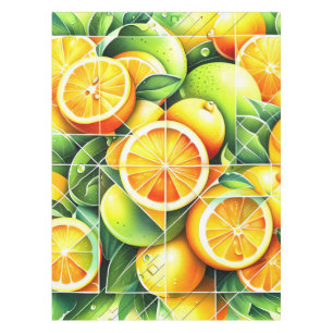Nappe Citron Orange Botanique Citrus Géométrique