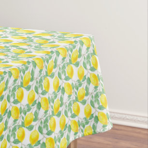 Nappe Citrons aquarelles feuilles blanches mariage