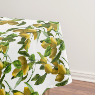 Nappe Citrons jaune vif et Feuilles verts