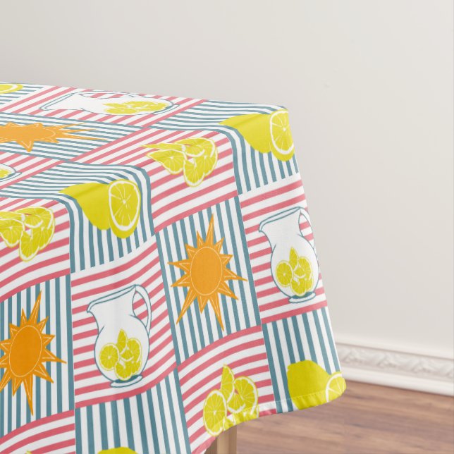 Nappe citrons jaune vif, soleil orange, lancers d'été (In Situ)