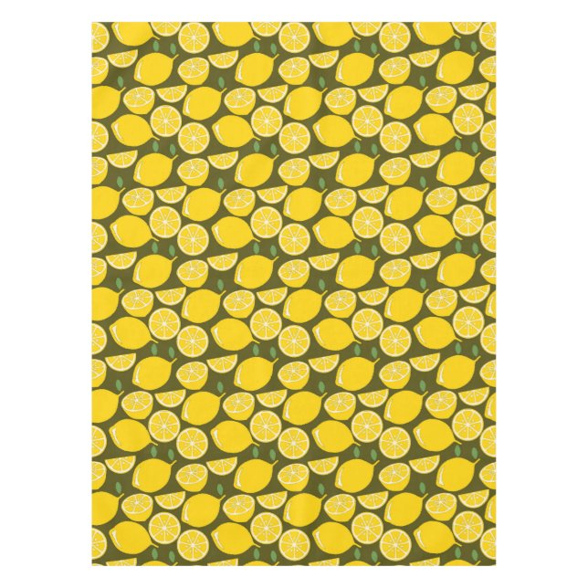 Nappe Citrons jaunes et motif vert olive : Citrus modern (Devant)