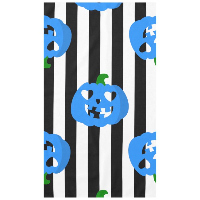 Nappe citrouille coeur Halloween bleue rayée (Devant)