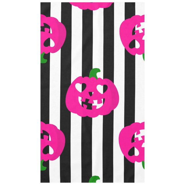 Nappe citrouille coeur Halloween rose rayée (Devant)