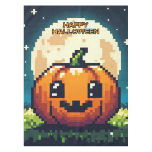 Nappe citrouille Halloween 8 bits sous la lune